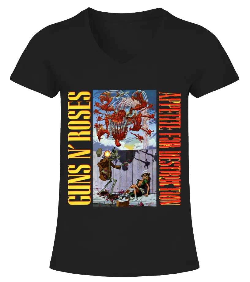 GUNS N ROSE  APPETITE FOR DESTRUCTION CAMISETA CUELLO PICO MUJER