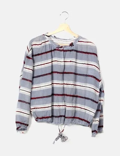 Hoss Intropia Blusa azul rayas combinadas