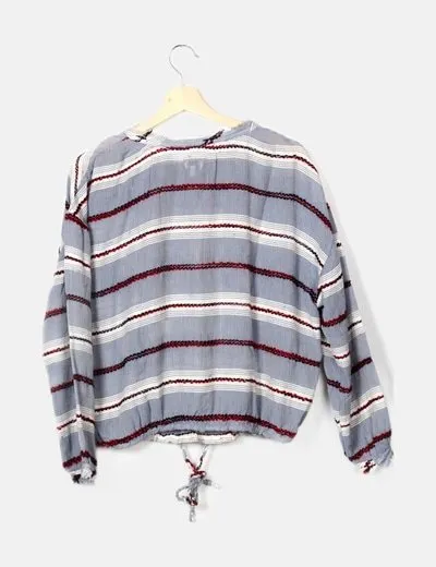Hoss Intropia Blusa azul rayas combinadas