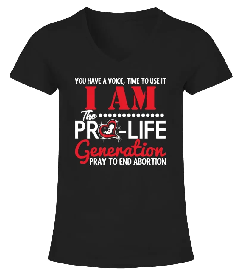 I AM THE PROLIFE GENERATION CAMISETA CUELLO PICO MUJER