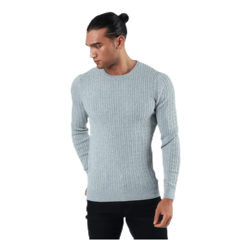 Jack & Jones Blacamp Cable Knit Crew Neck Grey