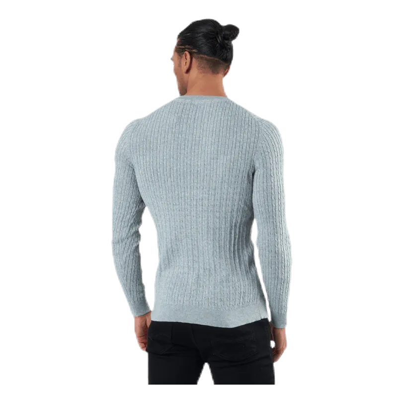 Jack & Jones Blacamp Cable Knit Crew Neck Grey