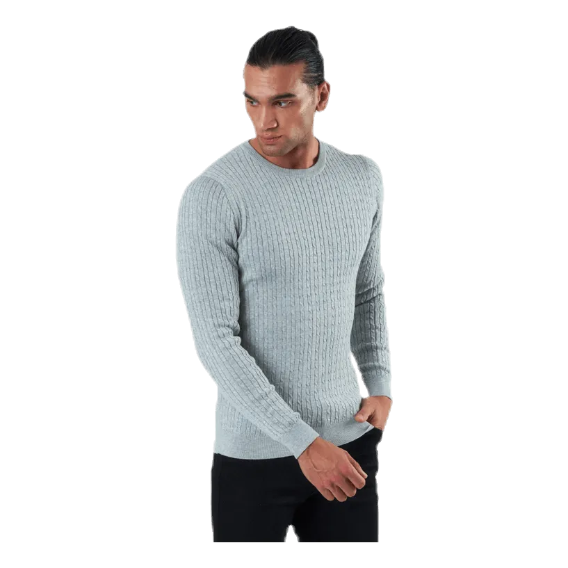 Jack & Jones Blacamp Cable Knit Crew Neck Grey