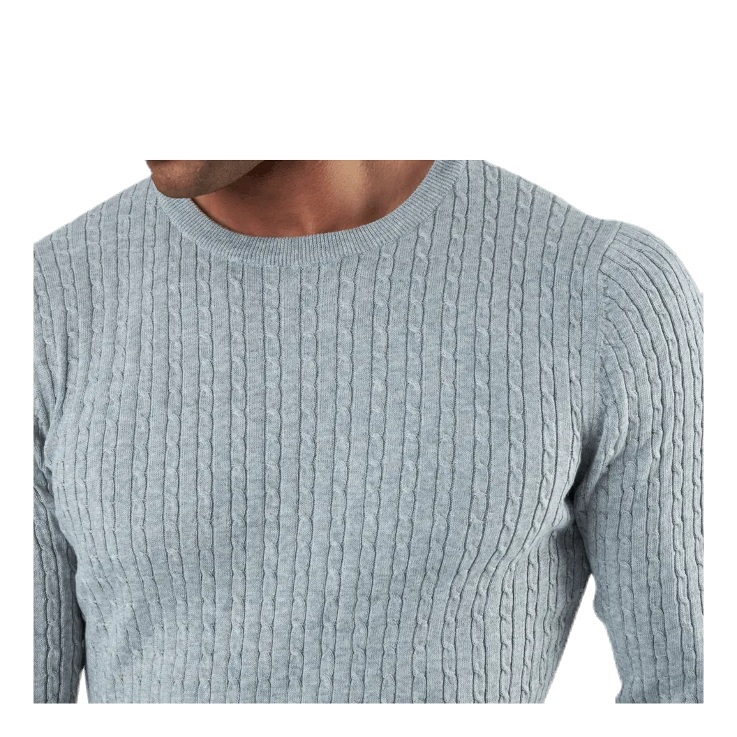 Jack & Jones Blacamp Cable Knit Crew Neck Grey