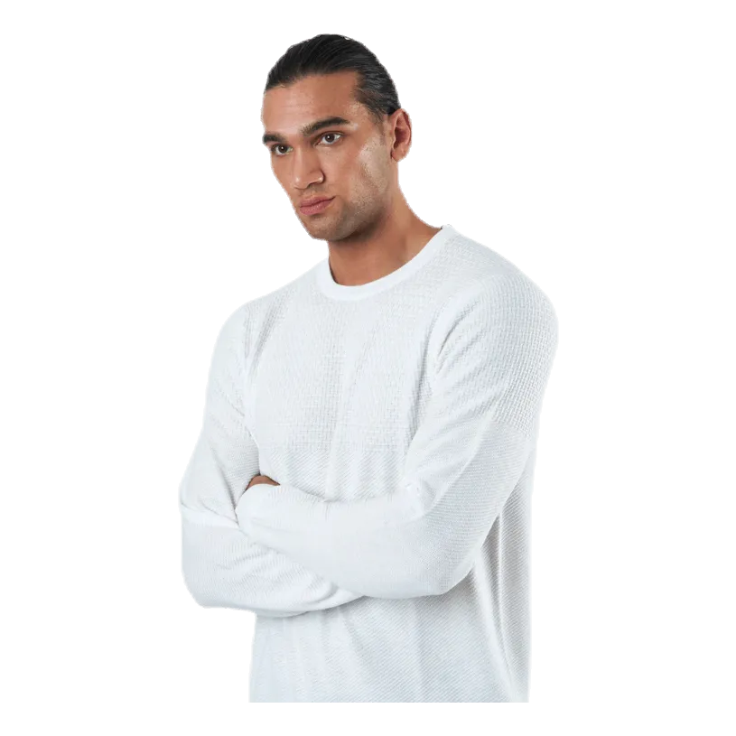 Jack & Jones Blacamp Knit Structure Crew Neck White