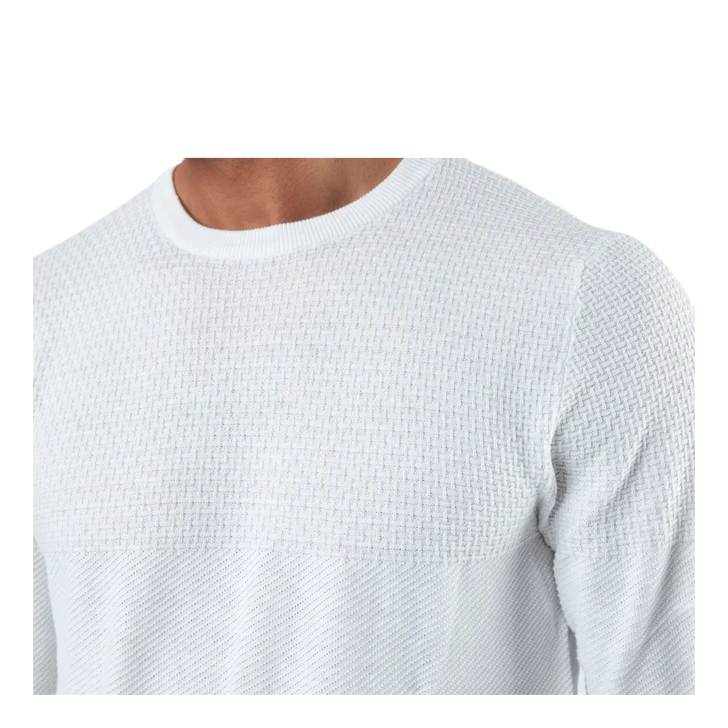 Jack & Jones Blacamp Knit Structure Crew Neck White