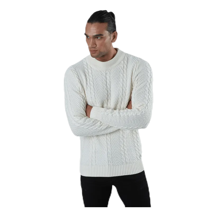 Jack & Jones Julian Knit Cable High Neck White