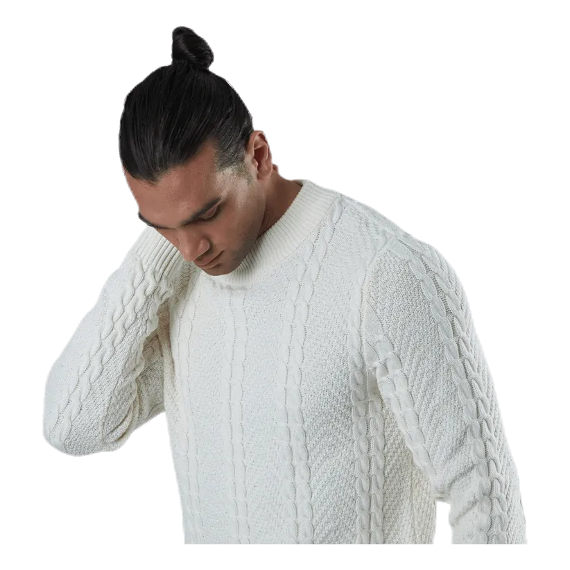 Jack & Jones Julian Knit Cable High Neck White