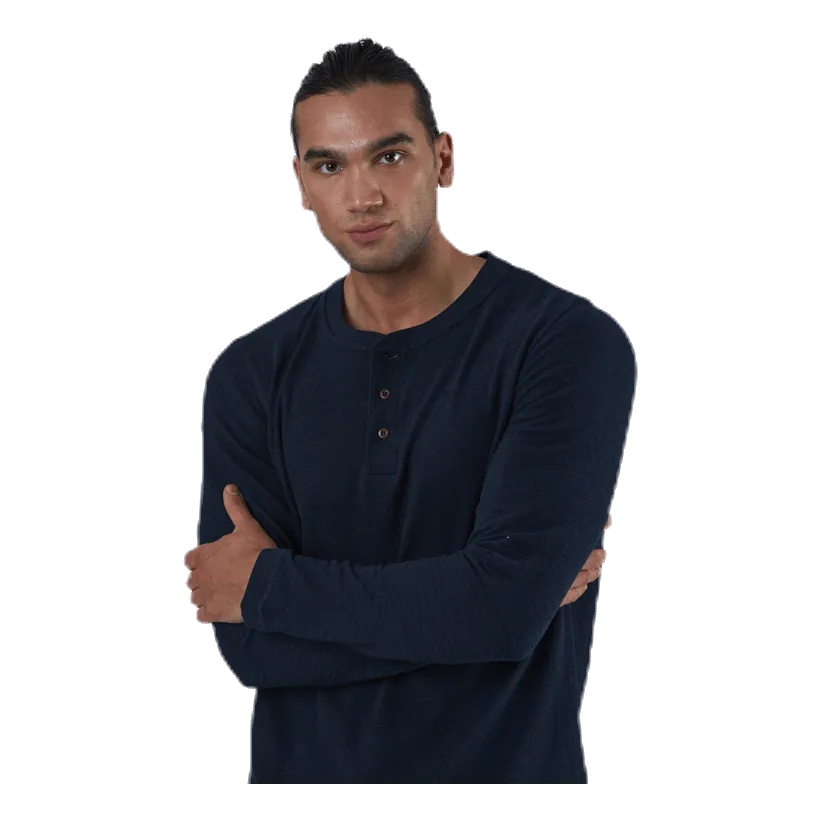 Jack & Jones Ray Tee Ls Henley Blue