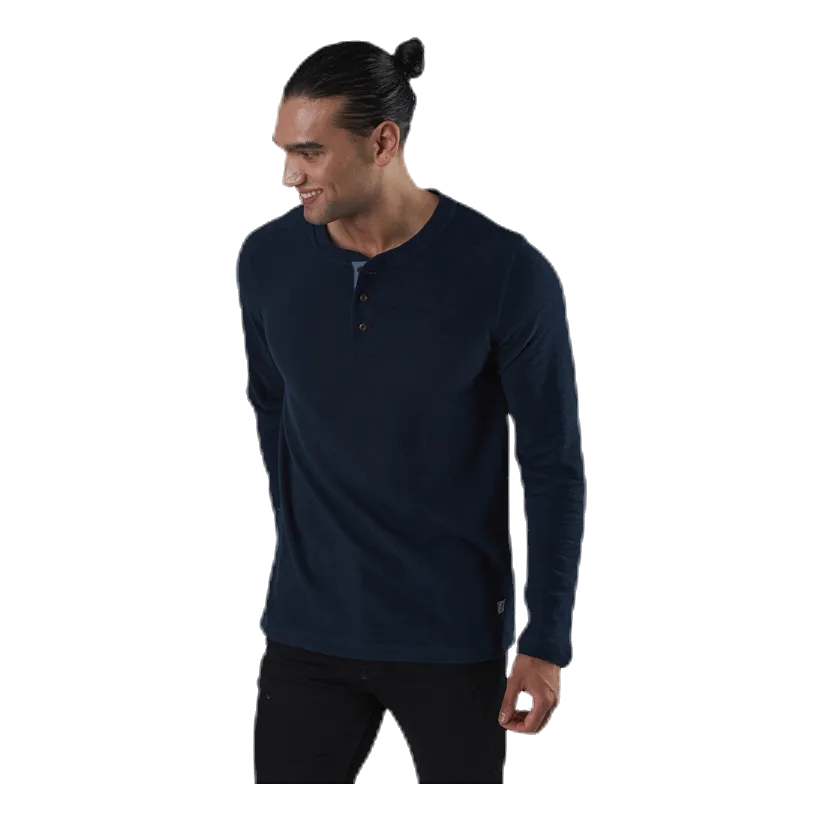 Jack & Jones Ray Tee Ls Henley Blue
