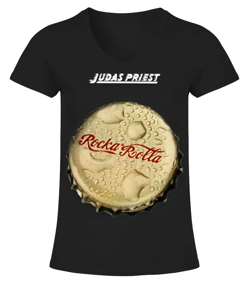 JDP012  JUDAS PRIEST  ROCKA ROLLA CAMISETA CUELLO PICO MUJER