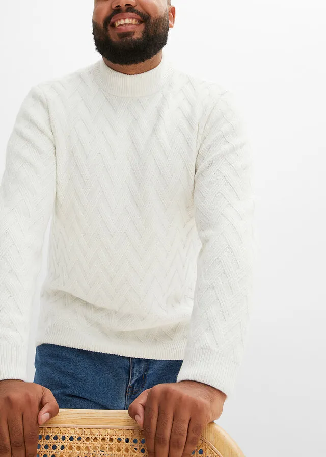 Jersey de cuello alto Blanco lana