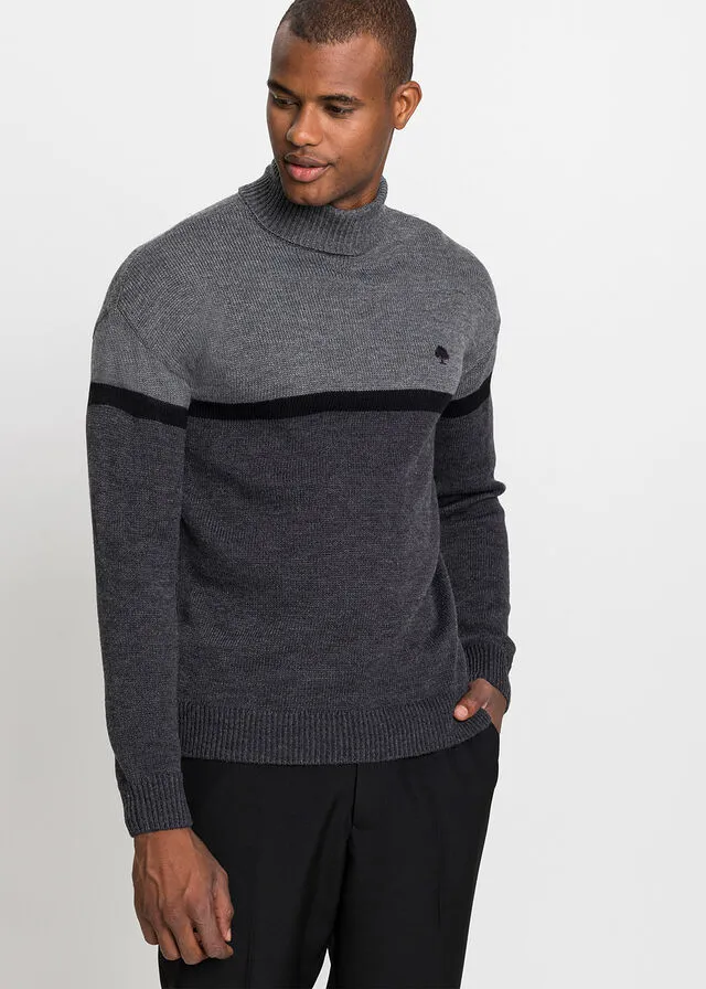 JERSEY DE CUELLO ALTO GRISNEGROANTRACITA JASPEADO