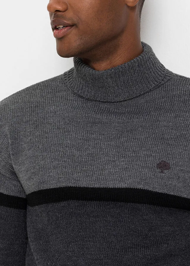 JERSEY DE CUELLO ALTO GRISNEGROANTRACITA JASPEADO