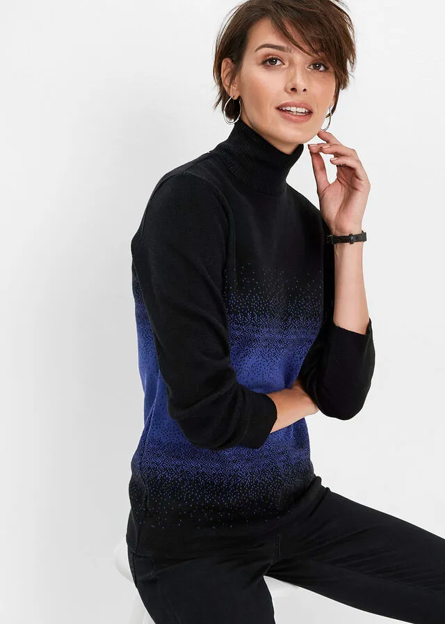 JERSEY DE CUELLO ALTO NEGROAZUL ZAFIRO