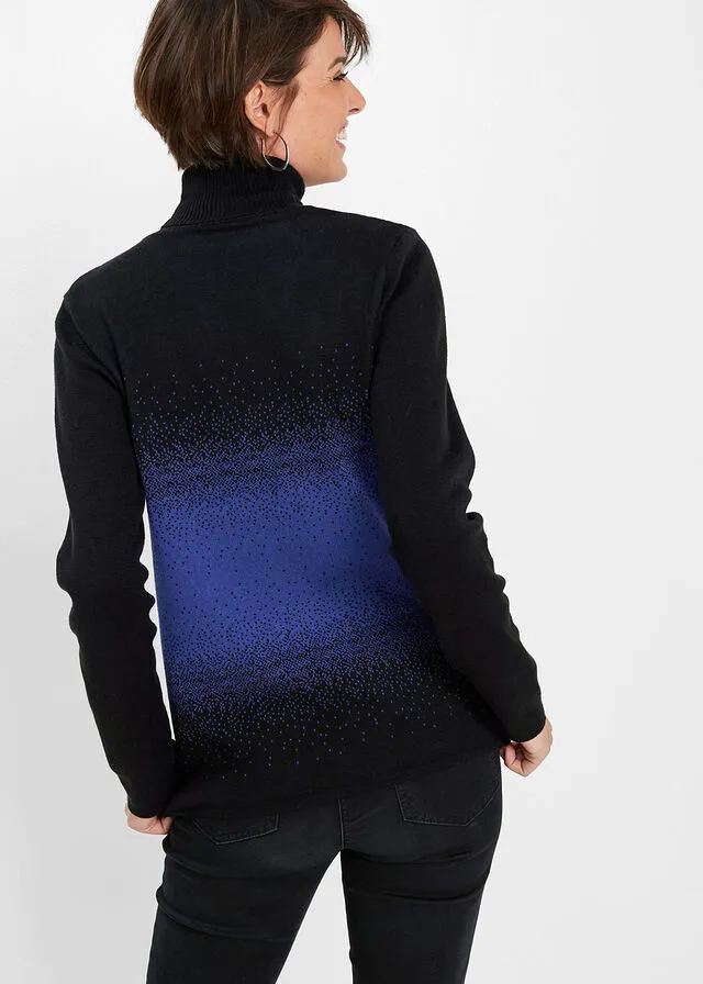 JERSEY DE CUELLO ALTO NEGROAZUL ZAFIRO