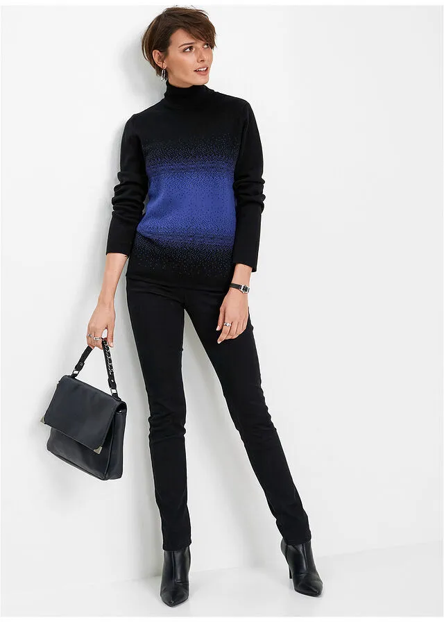 JERSEY DE CUELLO ALTO NEGROAZUL ZAFIRO
