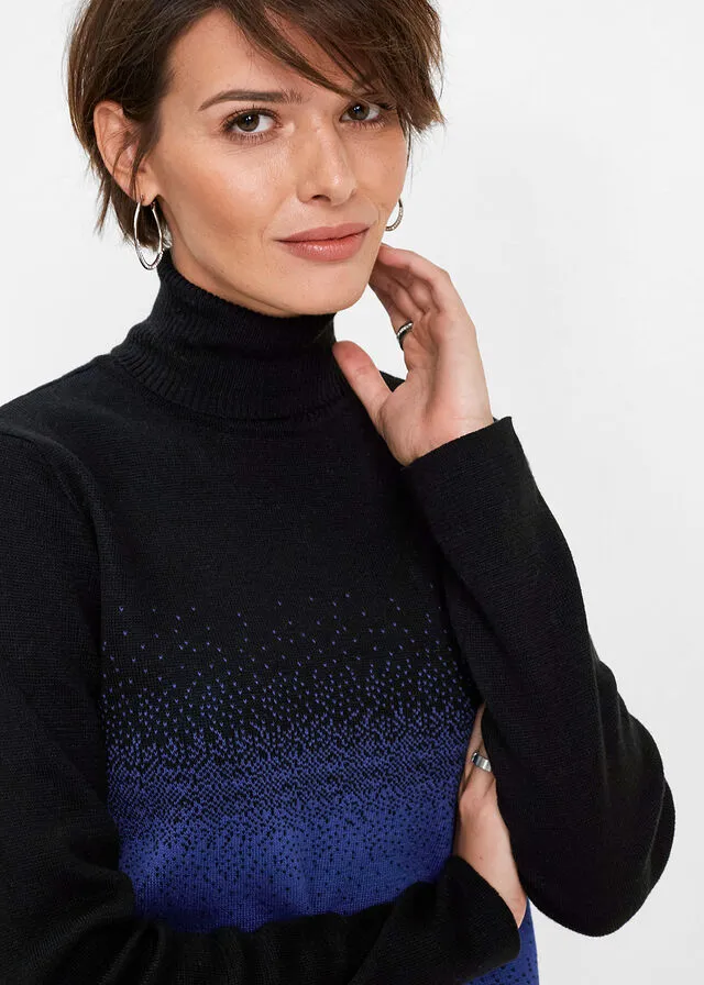 JERSEY DE CUELLO ALTO NEGROAZUL ZAFIRO