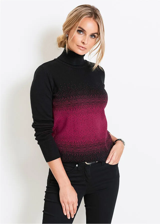JERSEY DE CUELLO ALTO NEGROGRANATE