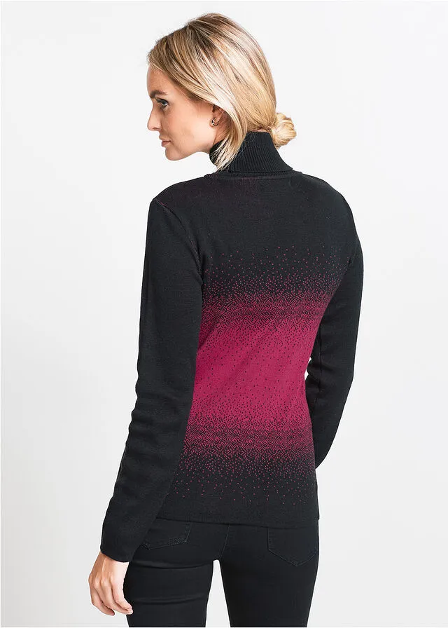 JERSEY DE CUELLO ALTO NEGROGRANATE