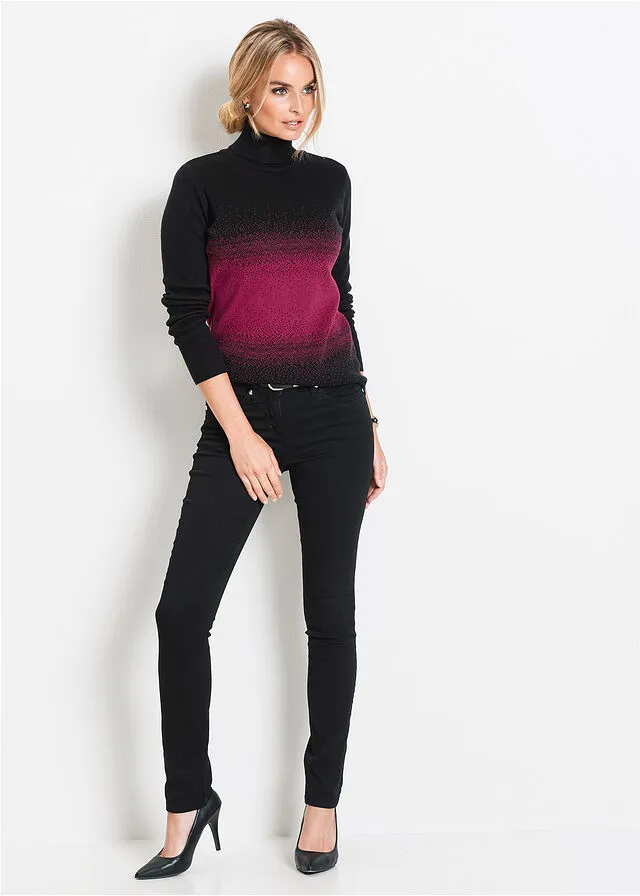 JERSEY DE CUELLO ALTO NEGROGRANATE