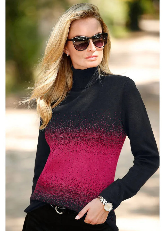 JERSEY DE CUELLO ALTO NEGROGRANATE