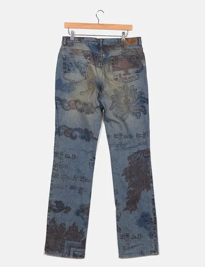 Just Cavalli Jeans azul estampado combinado