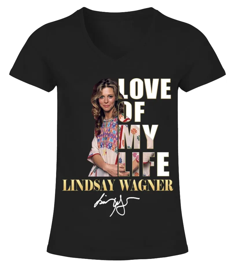 LOVE OF MY LIFE  LINDSAY WAGNER CAMISETA CUELLO PICO MUJER