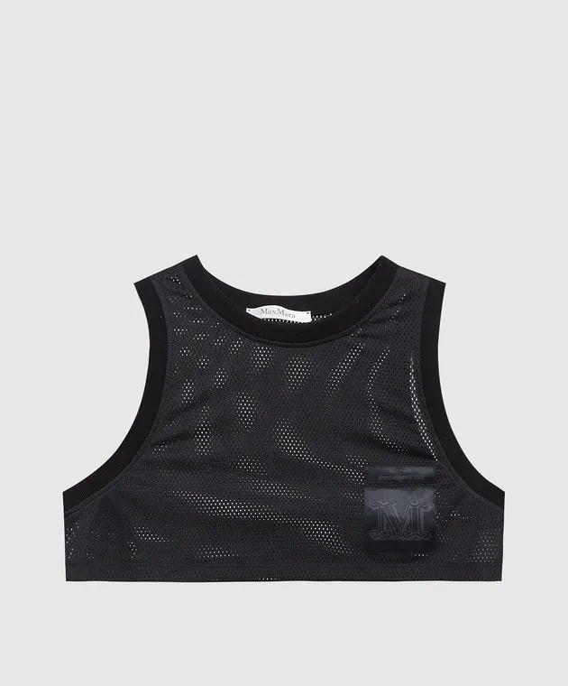 Max Mara Black Lacca Perforated Top