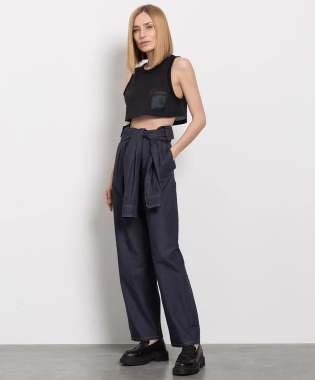 Max Mara Black Lacca Perforated Top