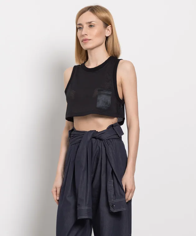 Max Mara Black Lacca Perforated Top