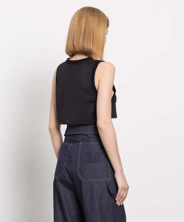 Max Mara Black Lacca Perforated Top