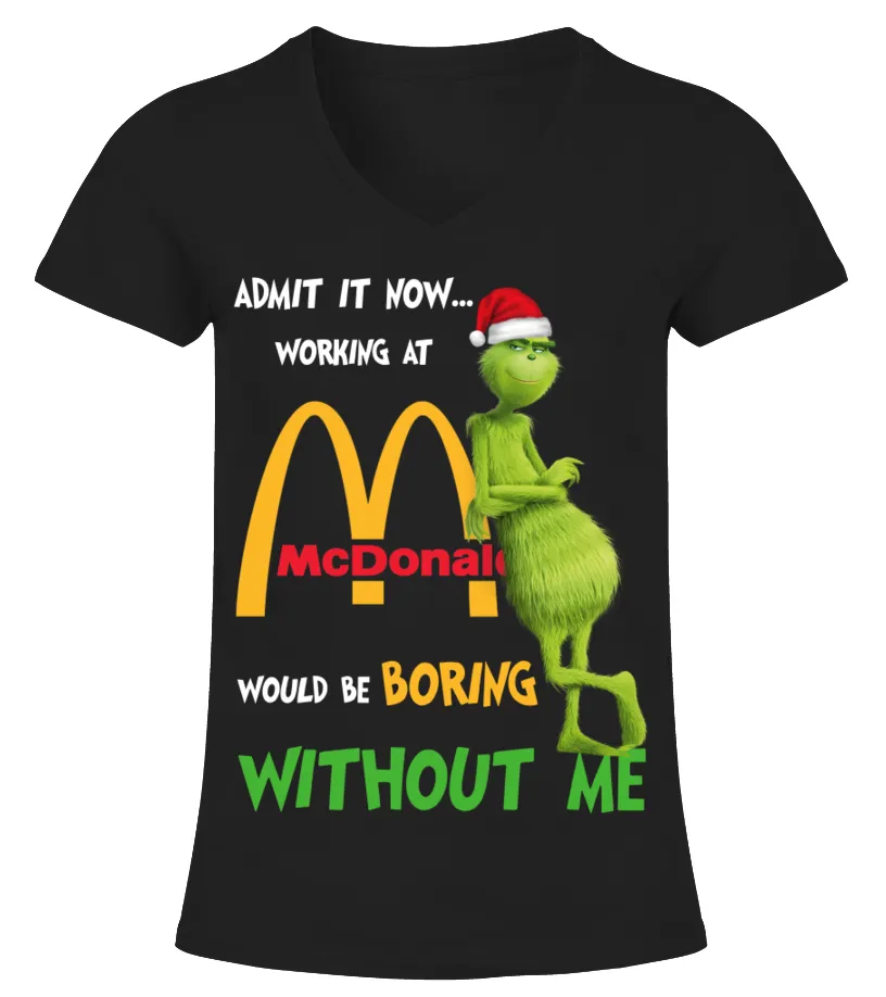 mcdonald's grinch christmas Camiseta cuello pico Mujer
