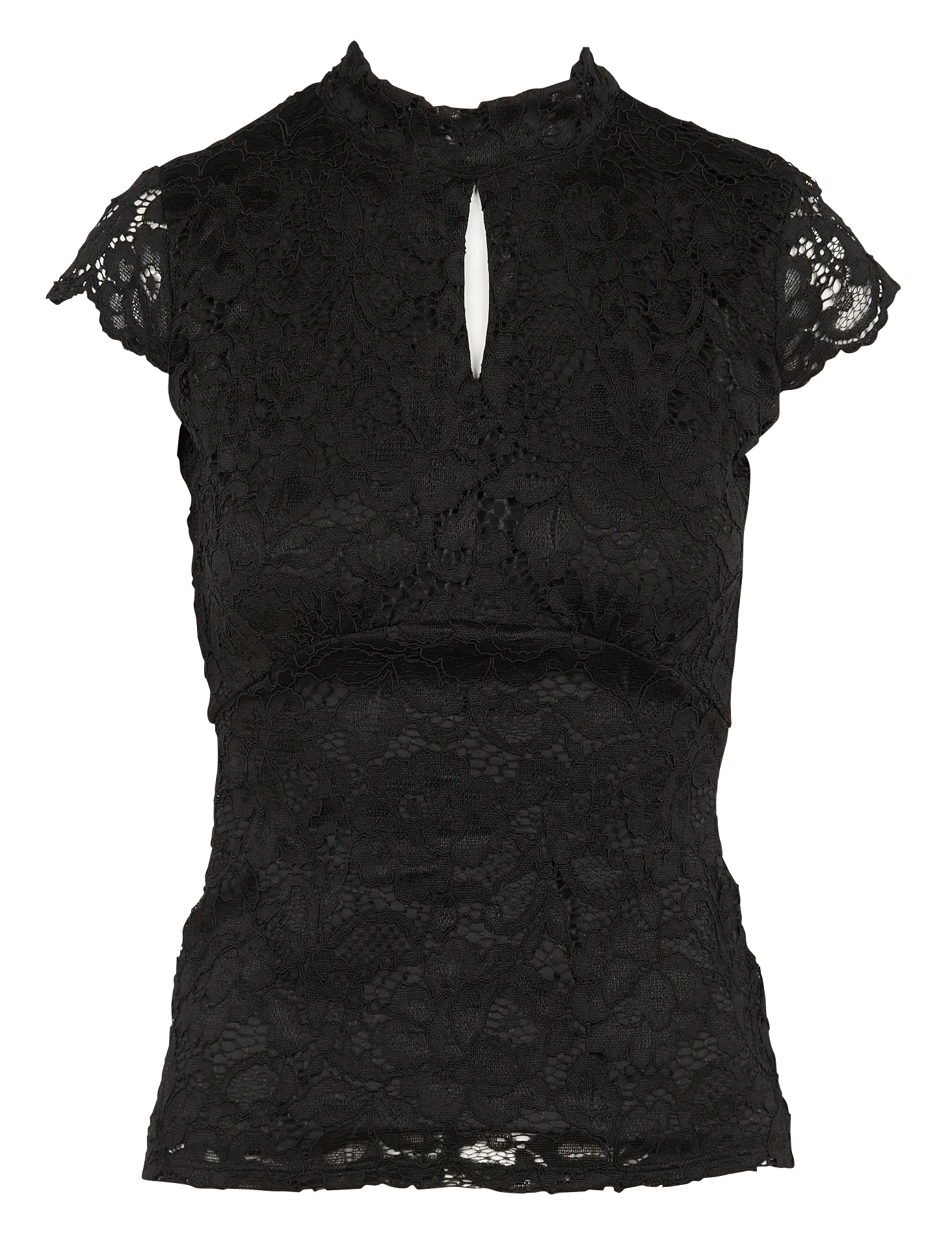 MORGAN DNEMA.N  TOP DE ENCAJE CON CUELLO ALTO EN NEGRO