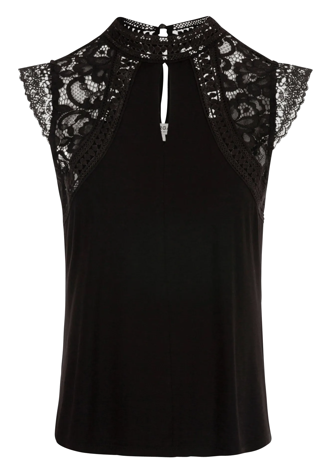 MORGAN DSIN.N  TOP DE CUELLO ALTO CON ENCAJE EN NEGRO