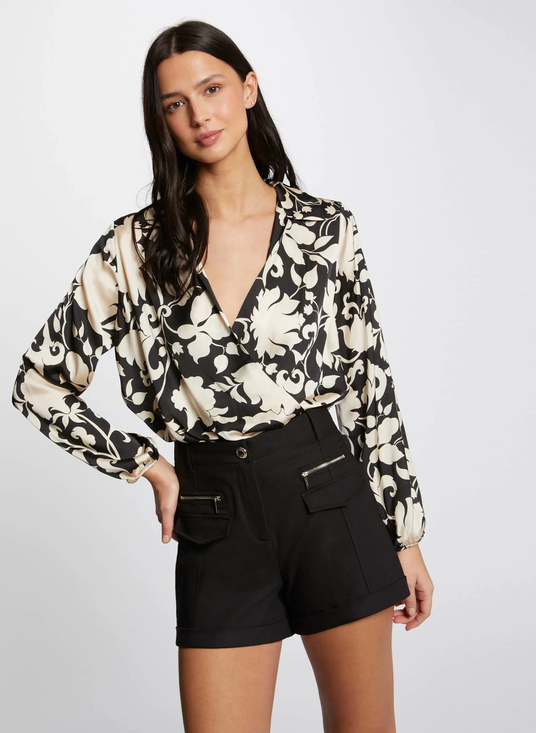 MORGAN SHAKO.F  SHORT DE MEZCLA DE ALGODóN DE TALLE ALTO EN NEGRO
