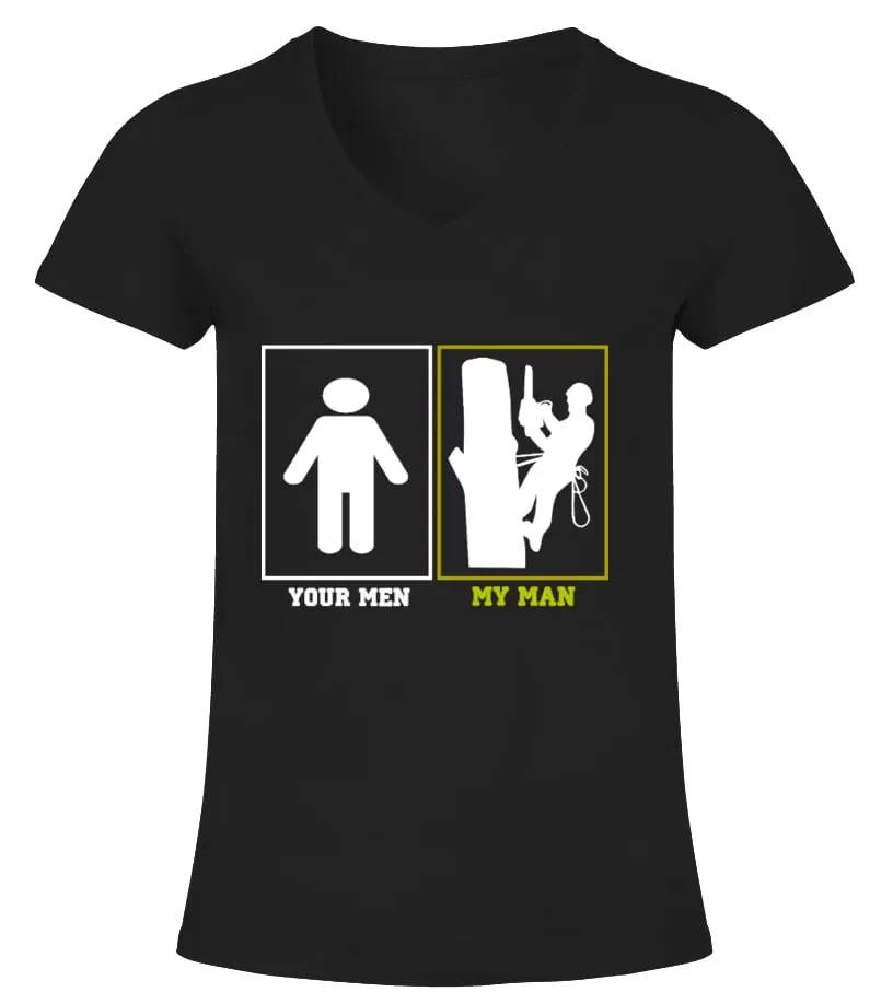 My Man Is A Tree Climber Camiseta cuello pico Mujer