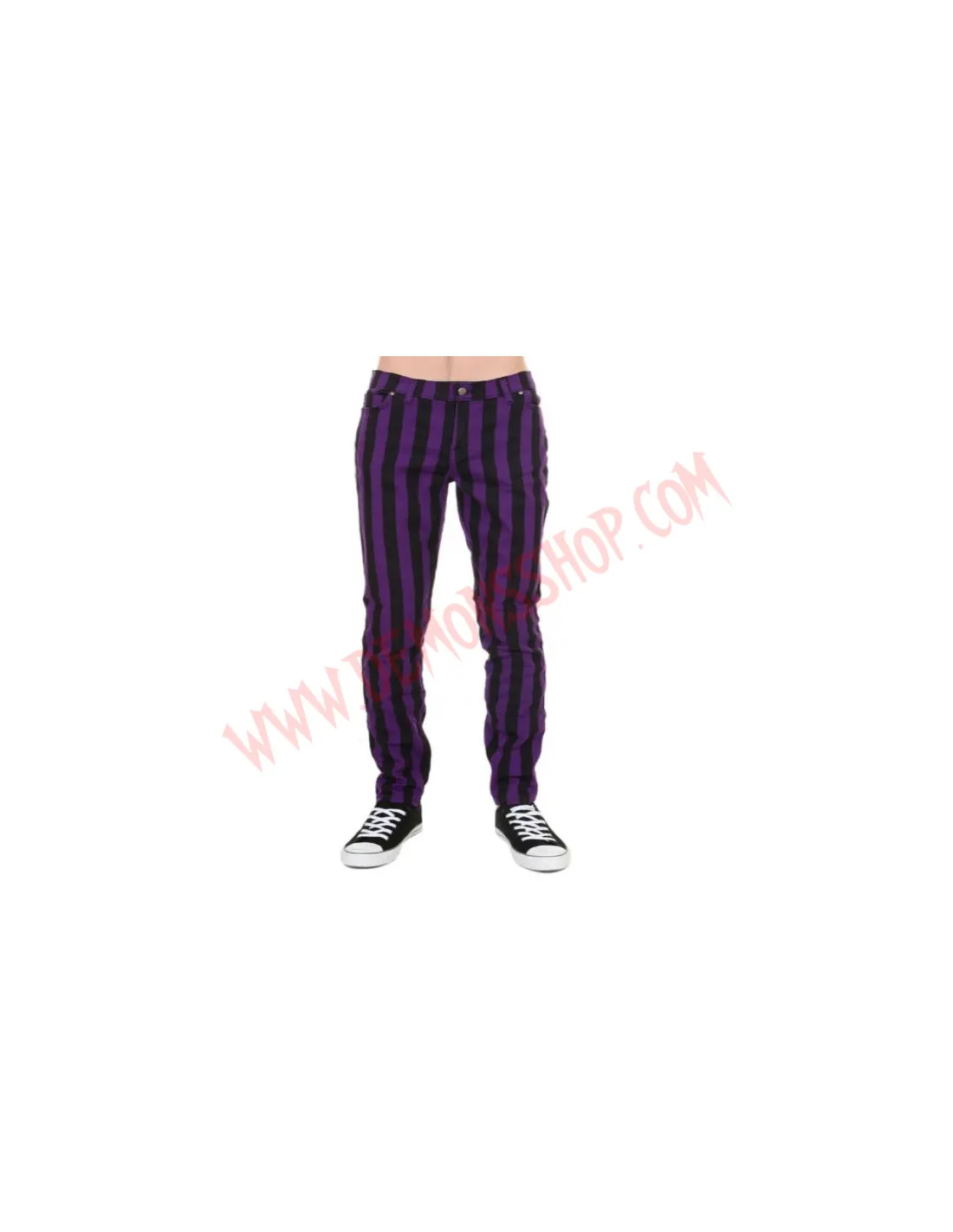 Pantalon Elastico Pitillo Rayas Gruesa Morado