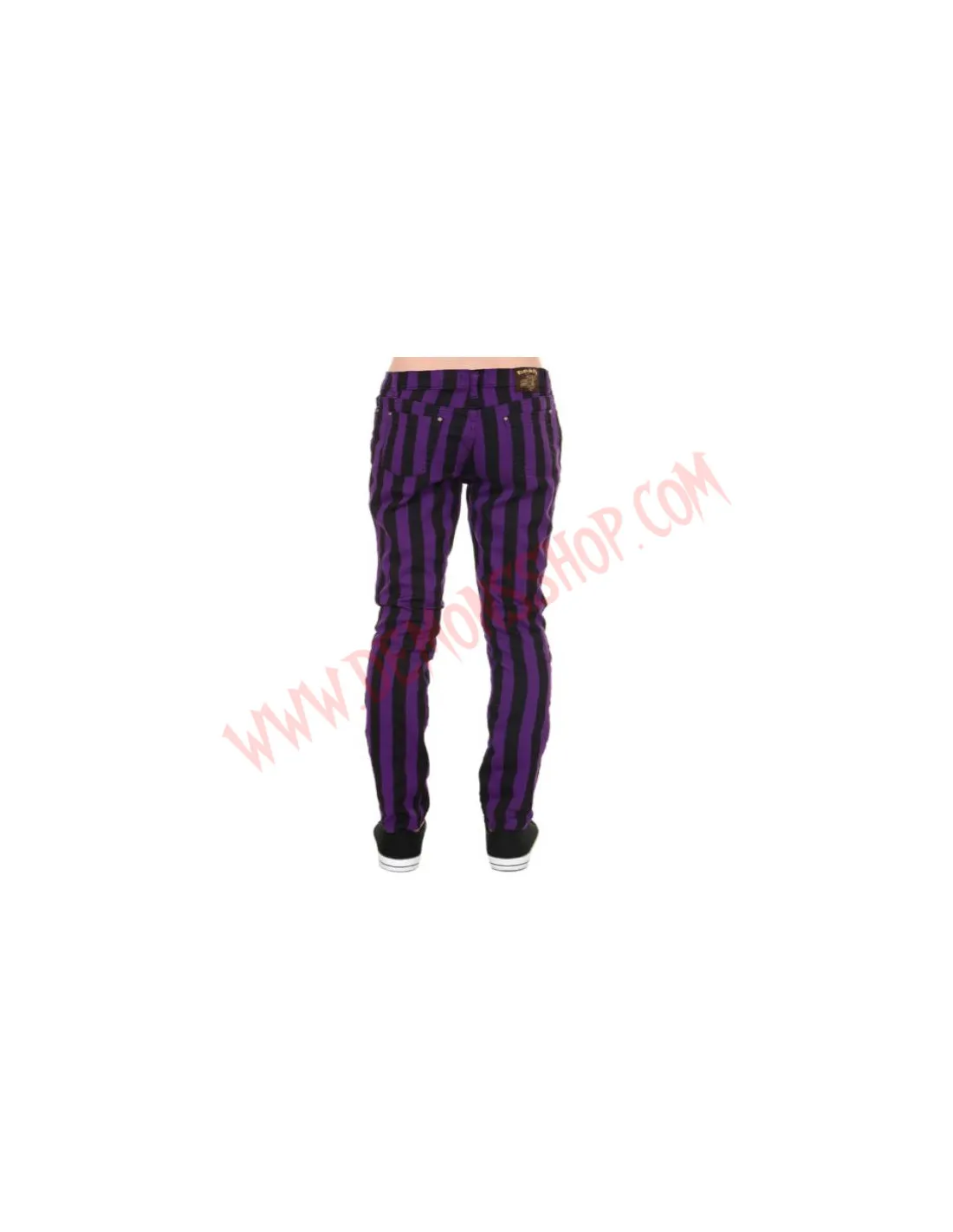 Pantalon Elastico Pitillo Rayas Gruesa Morado