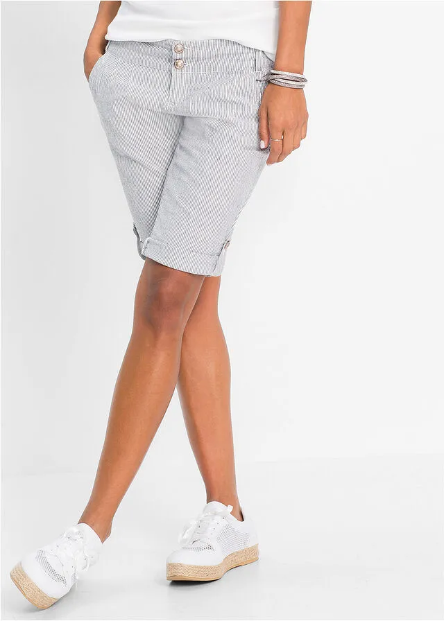 PANTALóN CORTO AZULBLANCO LANA DE RAYAS
