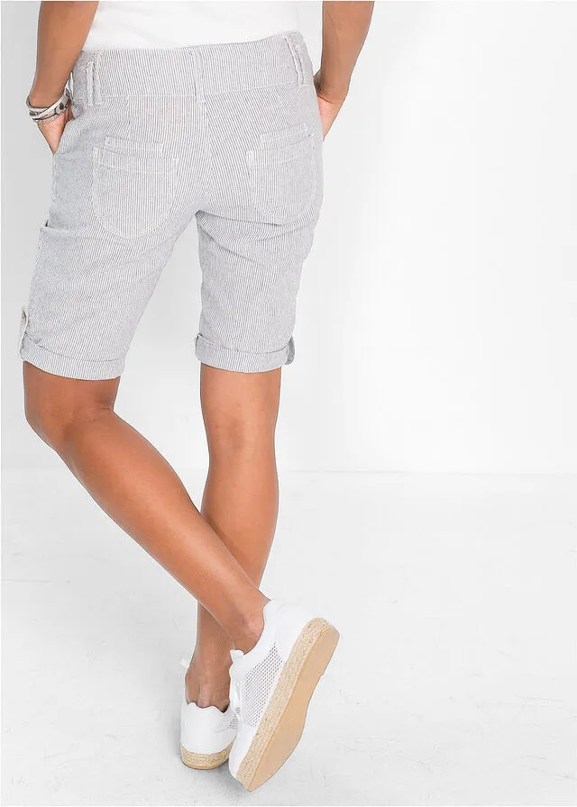 PANTALóN CORTO AZULBLANCO LANA DE RAYAS