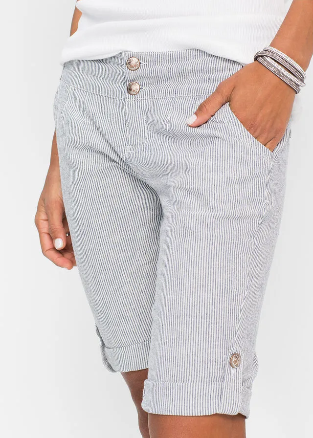PANTALóN CORTO AZULBLANCO LANA DE RAYAS