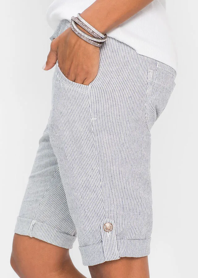 PANTALóN CORTO AZULBLANCO LANA DE RAYAS