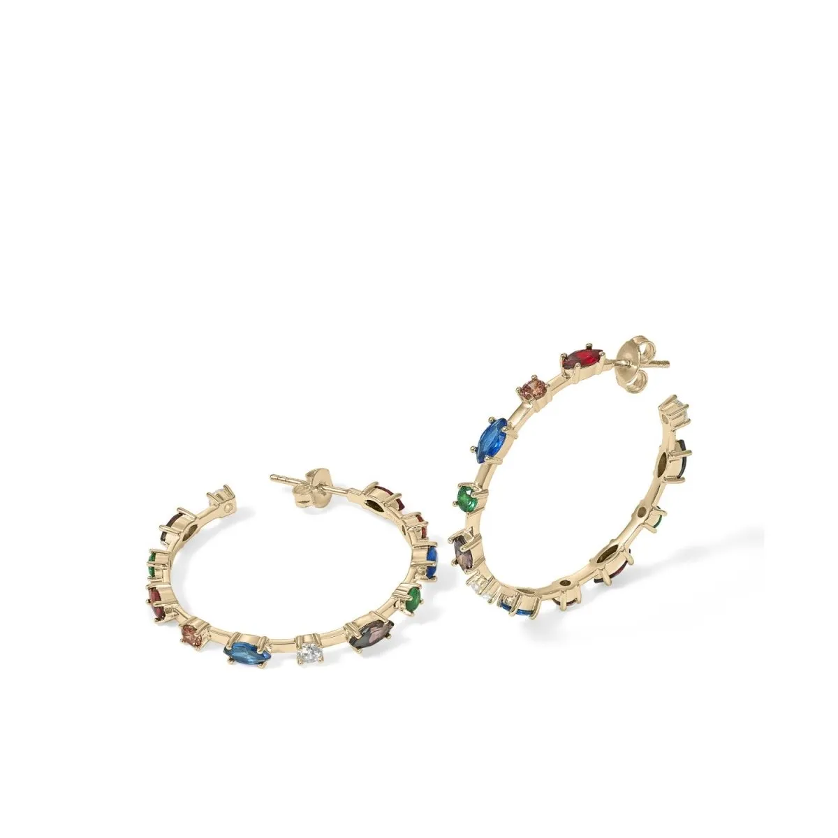 Pendientes aros con piedras brillantes dispuestas linealmente