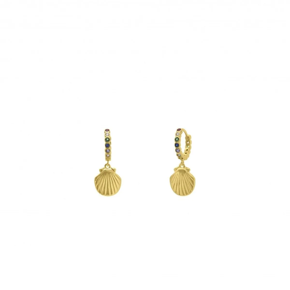 Pendientes aros pequeos con colgante de mini concha