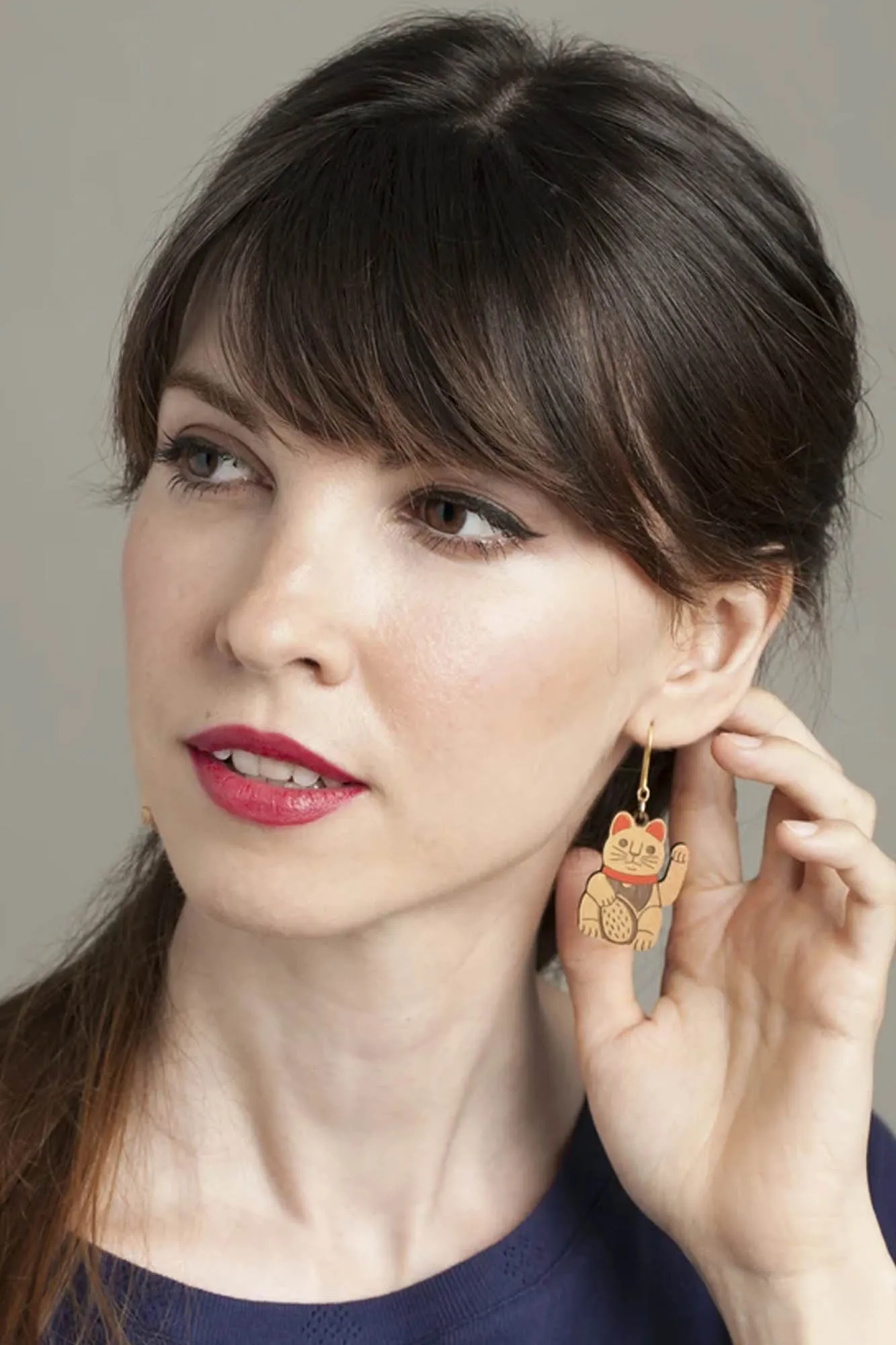 Pendientes de madera GOOD LUCK