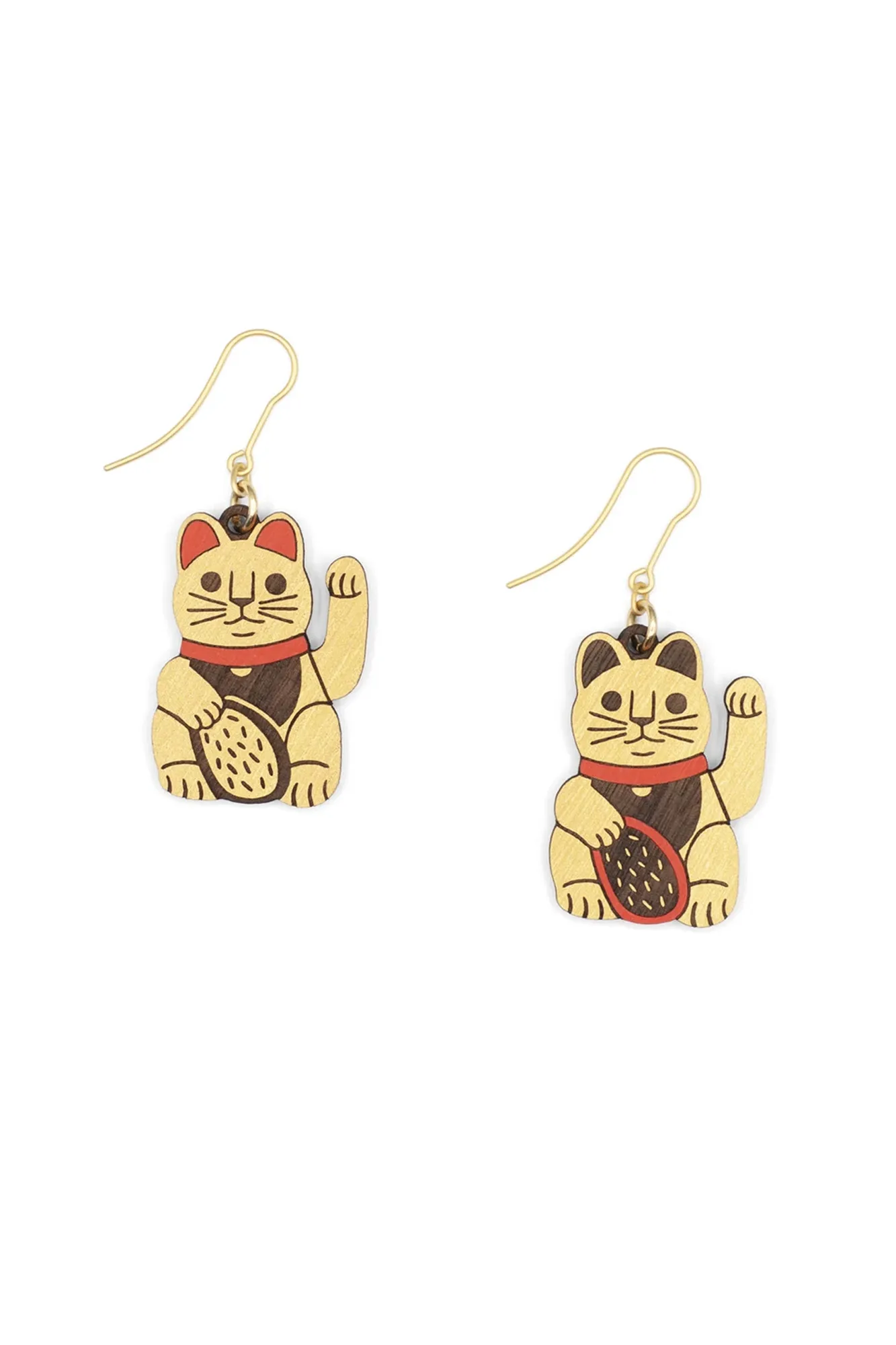 Pendientes de madera GOOD LUCK
