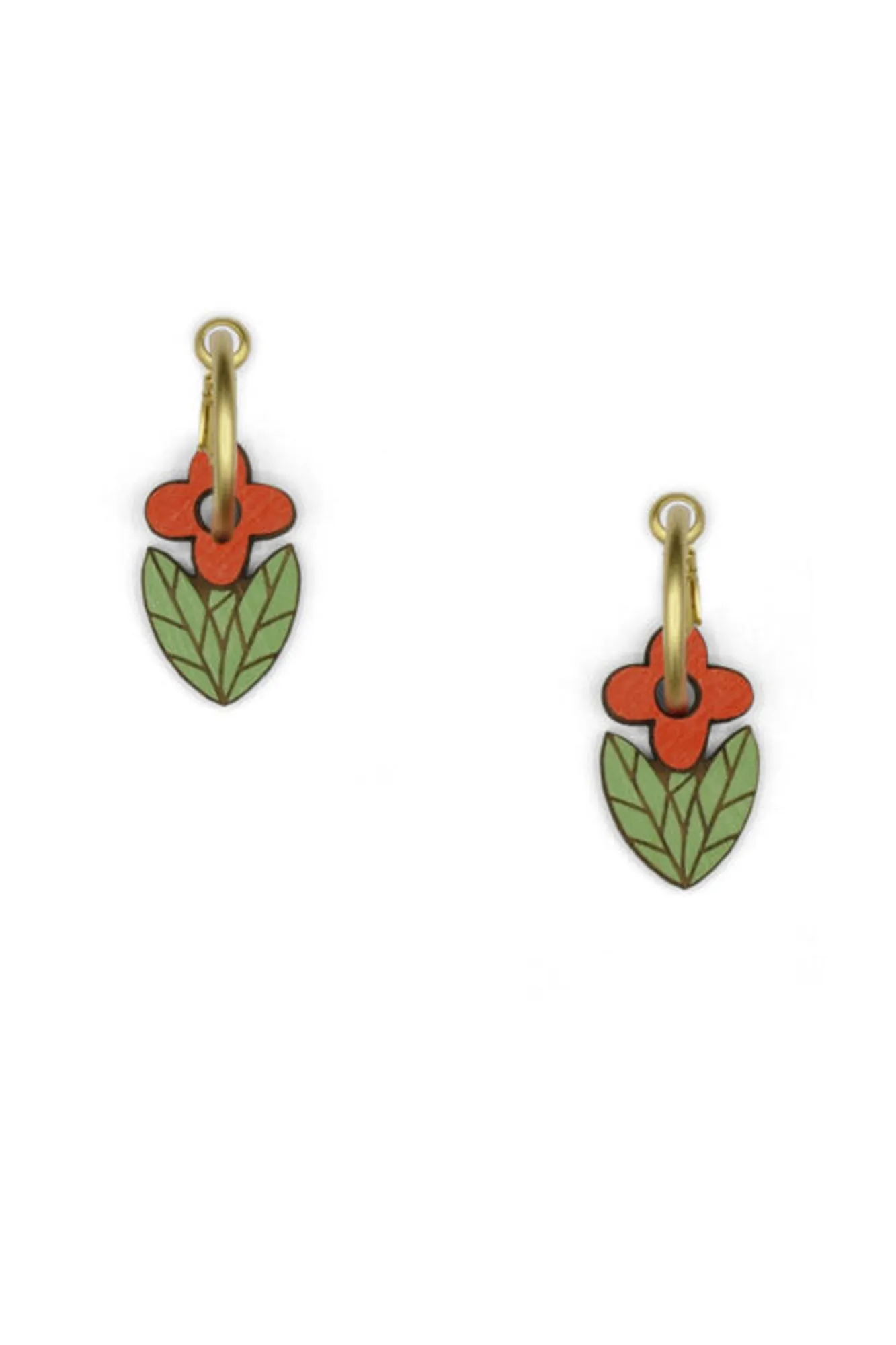 Pendientes de madera RED FOLK FLOWERS