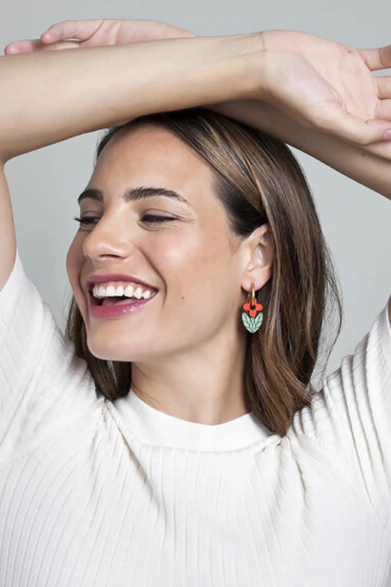 Pendientes de madera RED FOLK FLOWERS
