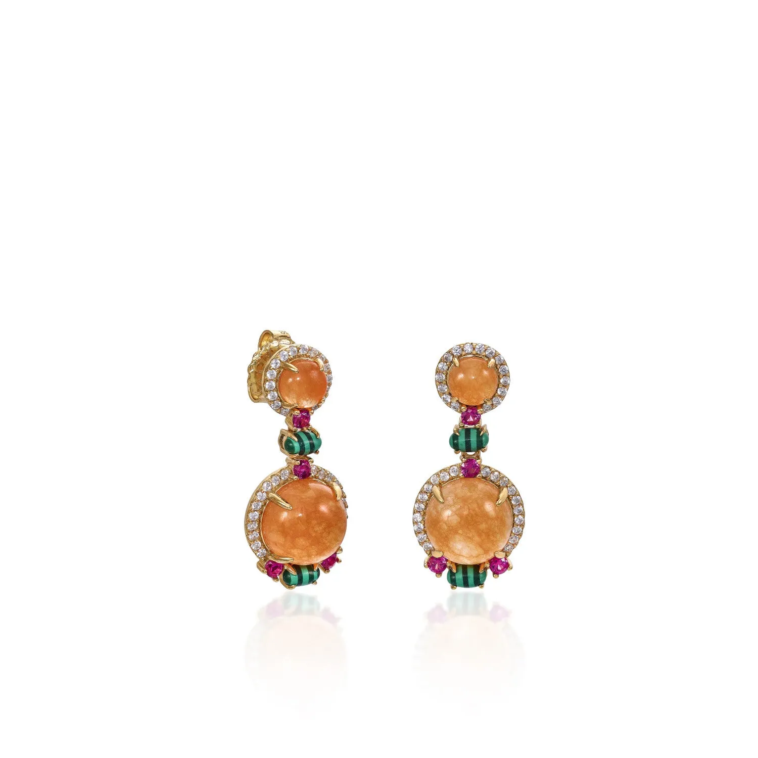 Pendientes de piedra natural estilo colgante en tonos naranjas